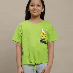 Kidsville Peanuts Featuring Half Sleeves Snoopy & Smiley Printed Tee - Green-image-5