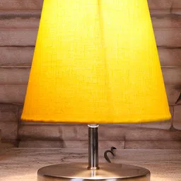 Devansh Yellow cotton Round Metal Steel Table Lamp-picture-40
