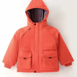 Kookie Kids Full Sleeves Solid color Hooded Jacket - Orange-picture-10