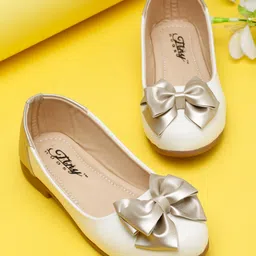 Tiny Bugs Bow Applique Detailed Ballerinas - White & Gold-picture-23