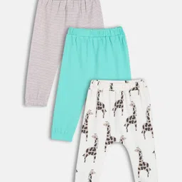MINI KLUB Cotton Knit Pack Of 3 Striped & Giraffe Printed Diaper Pajamas - White Blue & Grey-picture-29