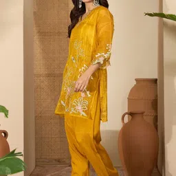 Sangria Embroidered V Neck Tunic With Trousers Co-Ords image 5