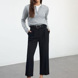 Trendyol Women High-Rise Pleated Cropped Trousers-picture-31