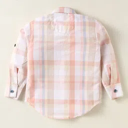 Dapper Dudes Full Sleeves Checked Suspender Shirt With Pant Set - Peach image 3