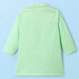 EARTHY TOUCH Cambric Woven Full Sleeves Solid Kurta Dhoti Set - Light Green image 3