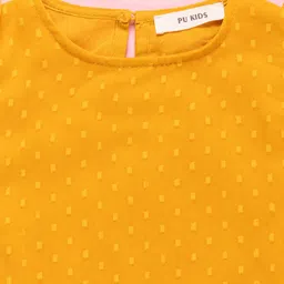 PURPLE UNITED KIDS Frill Sleeves Swiss Dots Designed Top - Mustard image 5
