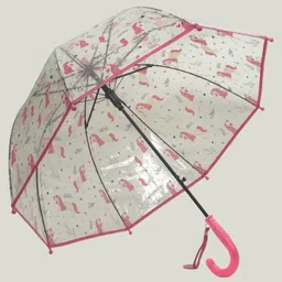Little Surprise Box Unicorn Printed Transparent Umbrella - Pink image 4
