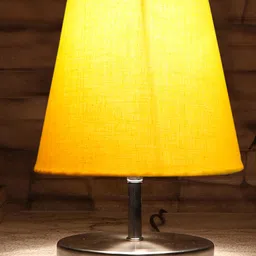 Devansh Yellow cotton Round Metal Steel Table Lamp image 5