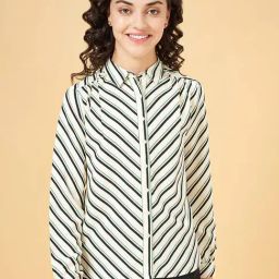 Annabelle by Pantaloons Off-White Striped Formal Shirt-picture-47