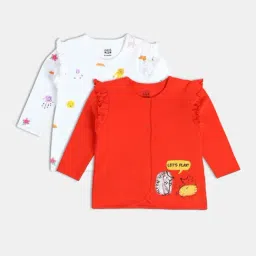 MINIKLUB Girls White & Red Printed Full Sleeves Front Open Vest-image-61