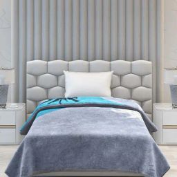 Monte Carlo Grey & Blue Polyester 1000 GSM Single Bed Winter Blanket-picture-7