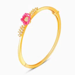 GIVA 92.5 Sterling Silver Bhumi Golden Pink Brahma Kamal Bracelet image 4