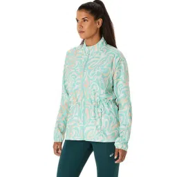 Asics Women's Oasis Green & Multi Color Road Lite-show Packable Jacket image 3