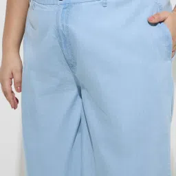 Gia by Westside Light Blue High-Rise Denim Culottes image 4