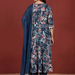 Varanga Women Floral Printed Regular Pure Cotton Kurta with Trousers & With Dupatta image 3