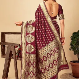 HERE&NOW Woven Design Zari Silk Blend Banarasi Saree image 5