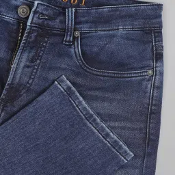 AD by Arvind Dark Blue Lightly Washed Slim Fit Jeans image 4
