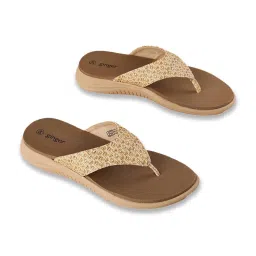 Ginger by Lifestyle Women's Beige Thong Sandals image 4