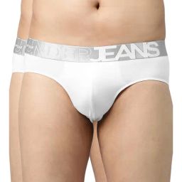 UnderJeans by Spykar White Briefs - Pack of 2-picture-4