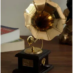 eCraftIndia Brass Antique Music Decorative Gramophone Showpiece-image-61