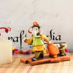 eCraftIndia Lord Ganesha Carrying Luggage with Mushak Handcrafted Polyresin Figurine-picture-45