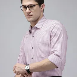 Arrow Manhattan Slim Fit Striped Pure Cotton Formal Shirt-picture-21