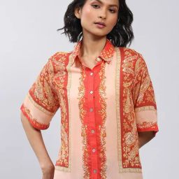 Label Ritu Kumar Orange Printed Shirt-picture-5