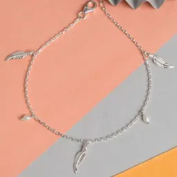 Clara 92.5 Sterling Silver Leaf Anklet for Women-image-49