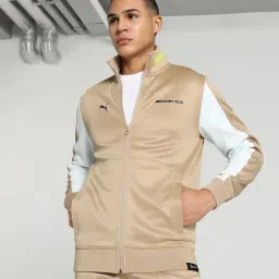 Puma AMG Motorsport Beige Regular Fit Colour Block Sports Jacket-image-3