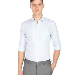 Arrow Light Blue Cotton Slim Fit Checks Shirt-picture-29