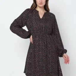 Vero Moda Black & Pink Printed Fit & Flare Dress-image-39
