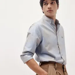 Andamen Blue Cotton Checked Regular Fit Shirt image 3