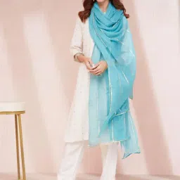 Fabindia Turquoise Viscose Woven Dupatta-image-45