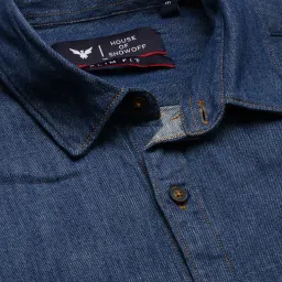 showoffff SHOWOFF Blue Melange Slim Fit Shirt image 4