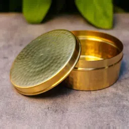 Ambi 100% Brass Hammered Storage Boxes / Laddu Boxes - 5 Inches Diameter (750 Ml)-image-4