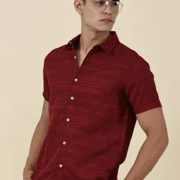 Thomas Scott Red Slim Fit Self Pattern Shirt image 4