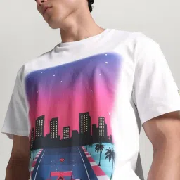 Puma White Cotton Relaxed Fit Printed Sports T-Shirt image 4