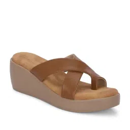 Clog London Women's Brown Cross Strap Wedges-image-17