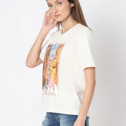 Vero Moda White Cotton Printed T-Shirt image 4