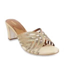 Mochi Women's Gold Ethnic Sandals-image-83