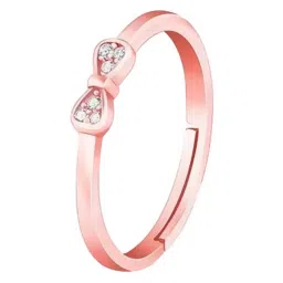 GIVA 925 Sterling Silver Rose Gold Zircon Bow Beauty Ring Adjustable For Women image 4