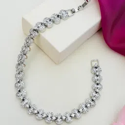 Abdesigns Silver Minimal Statement American Diamond Bracelets image 4