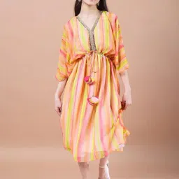 Pspeaches Girls Yellow Georgette Regular Fit Printed Dress-image-46