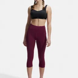 Jockey MW36 Women's Microfiber Elastane Slim Fit Active Wear Capri with Back Waistband Pocket image 4