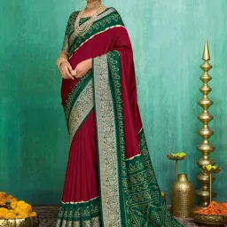 Saree Mall Maroon Silk Self Saree with Blouse Piece-image-36