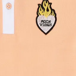 Kiddopanti Peach Cotton Regular Printed Crop Top image 4