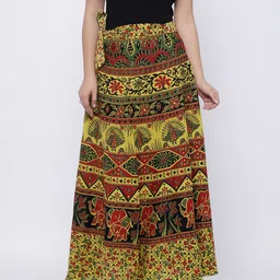 SOUNDARYA Women Multicoloured Ethnic Print Wrap-Around Maxi Skirt-picture-29