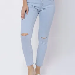 Tokyo Talkies Women Blue Super Skinny Fit Mid-Rise Slash Knee Stretchable Jeans-picture-32