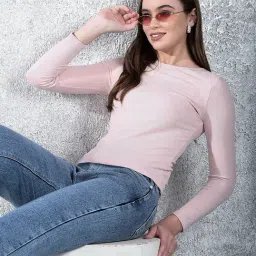 Crimsoune Club Pink Solid Long Sleeves T-Shirt-picture-28