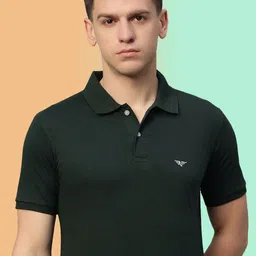 RISS Men Solid Round Neck Polo Collar Cotton T-shirt-picture-50